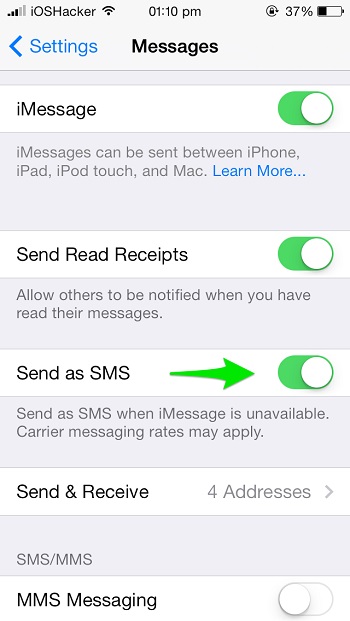 send sms from mac to iphone