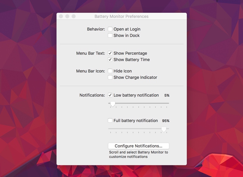 app to check battery status for mac os sierra