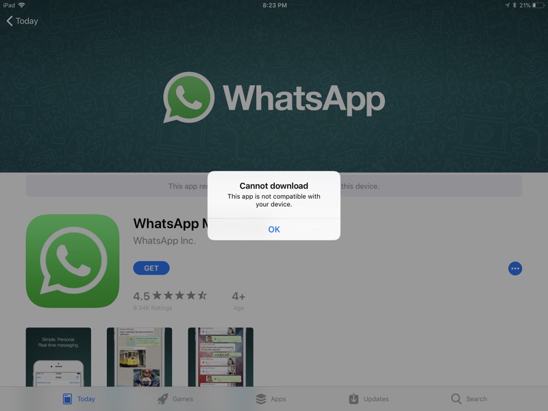 downloading whatsapp for ipad