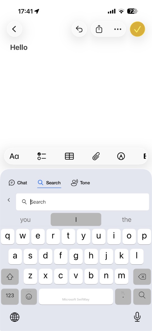 iPhone-da Microsoft SwiftKey klaviaturası