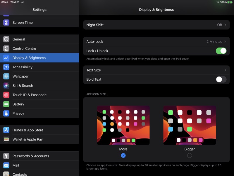 iPad Ekran Düzeni ayarları