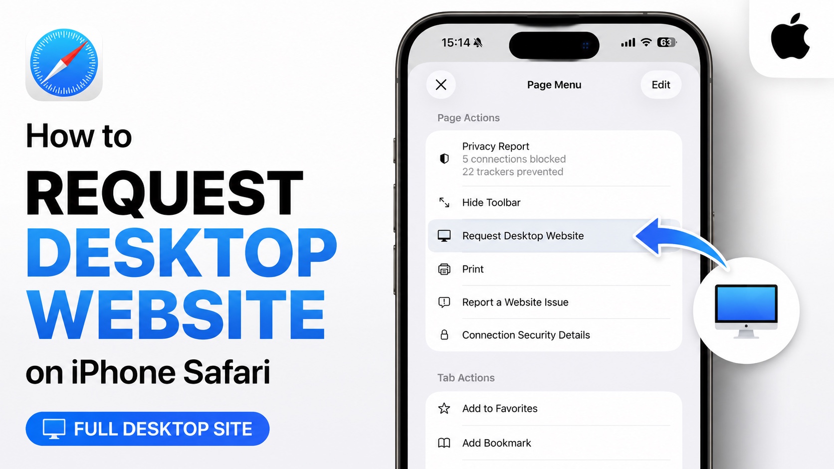 Safari-də Masaüstü Veb saytını tələb edin