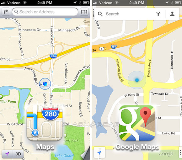 Resultado de imagen de apple maps vs google maps