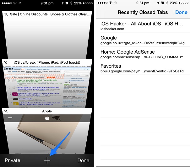 How to open Recently Closed Tabs in iPhone or iPad Safari tip