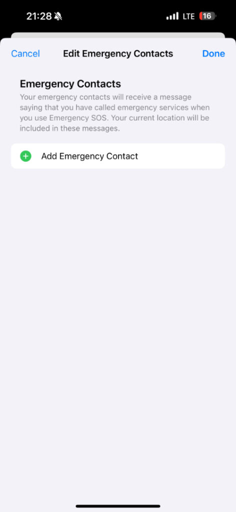 Add emergency contact to iPhone