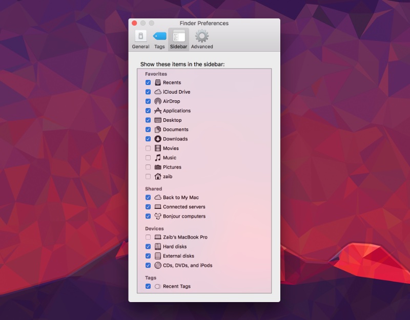 how to get to finder preferences on mac