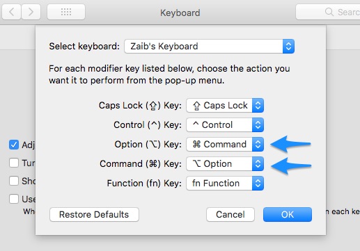 change pc keyboard to mac