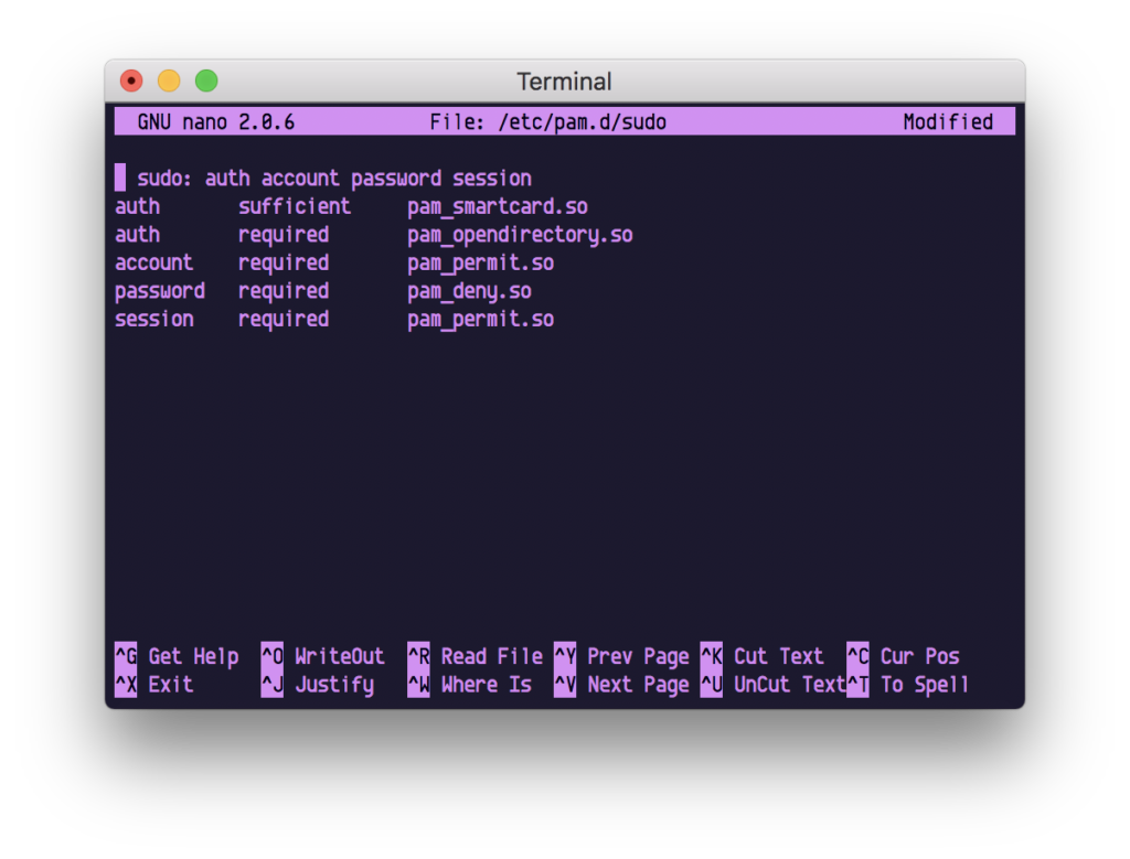 Sudo nano команды mac os