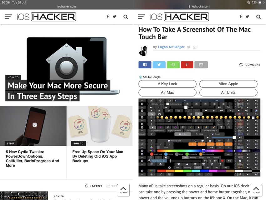 how to use safari split screen tabs on ipad