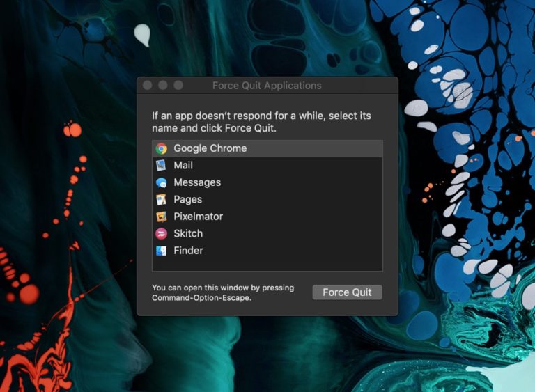 shortcut to force quit app on mac