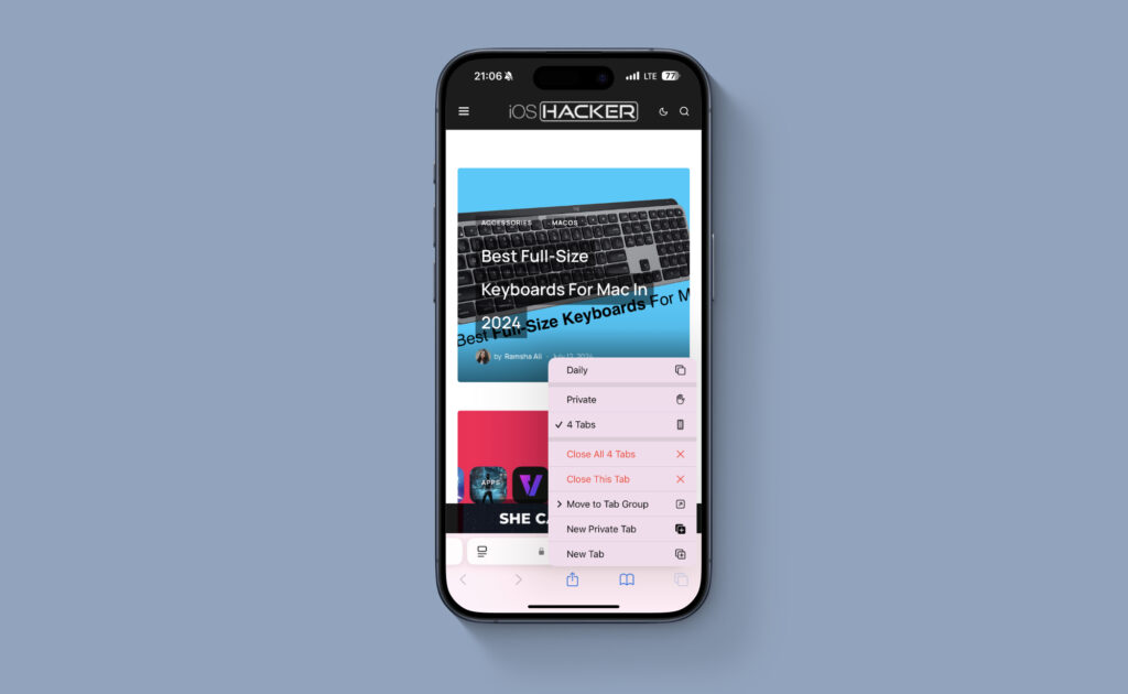 Close All Tabs in Safari