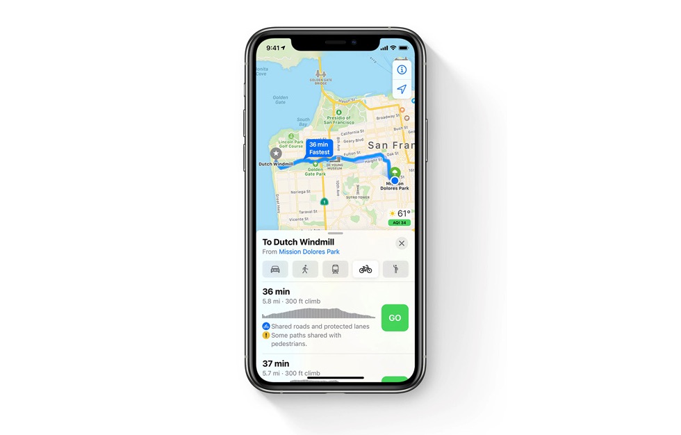 Google maps bike discount iphone