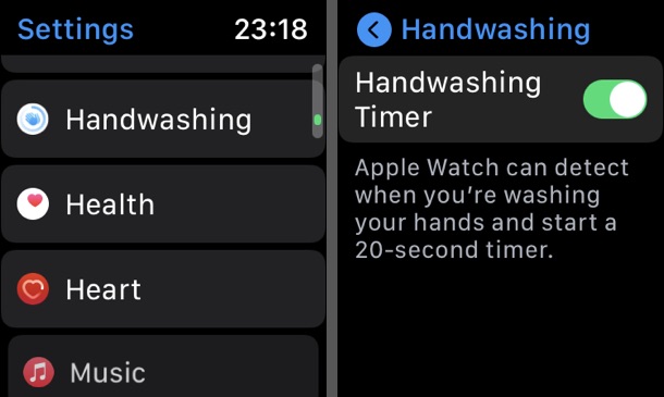 Λειτουργία χρονοδιακόπτη πλυσίματος χειρός Apple Watch