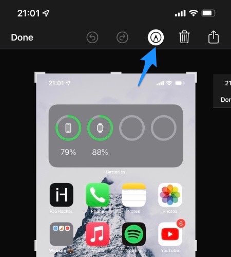 Προσθήκη κειμένου στο στιγμιότυπο οθόνης στο iPhone