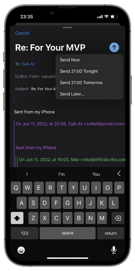Προγραμματίστε ένα email στο iPhone