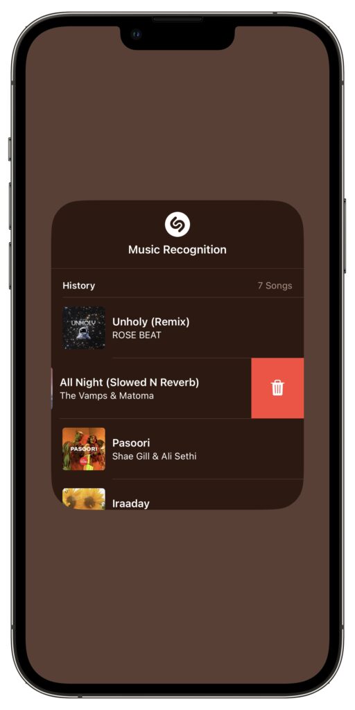 Remove songs from Music Recognition History
