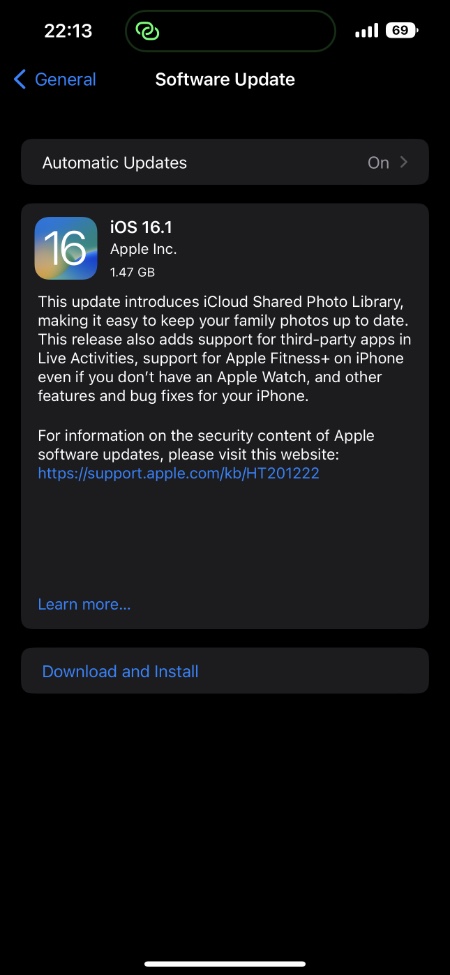 download ios 16.1 rc