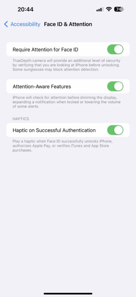 haptic face id