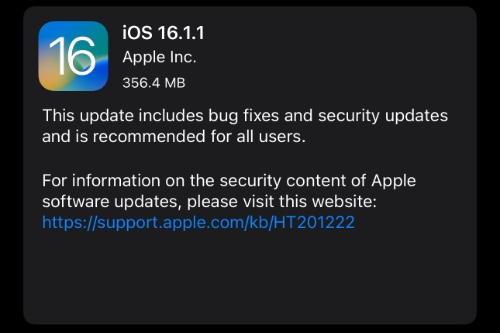 software ios 16.1 1