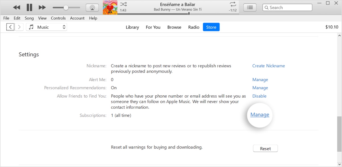 cancel itunes subscription on windows