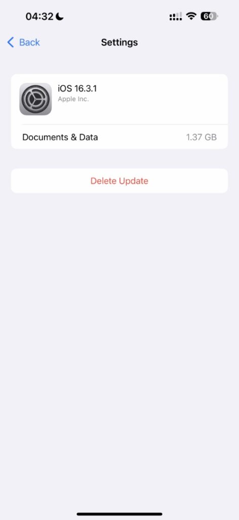 Fix unable to install update on iPhone