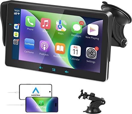  Westods Portable Wireless Carplay Car Stereo with 2.5K Dash Cam  - 9.3 HD IPS Screen, Android Auto, 1080p Backup Camera, Loop Recording,  Bluetooth, GPS Navigation Head Unit, Car Radio Receiver 