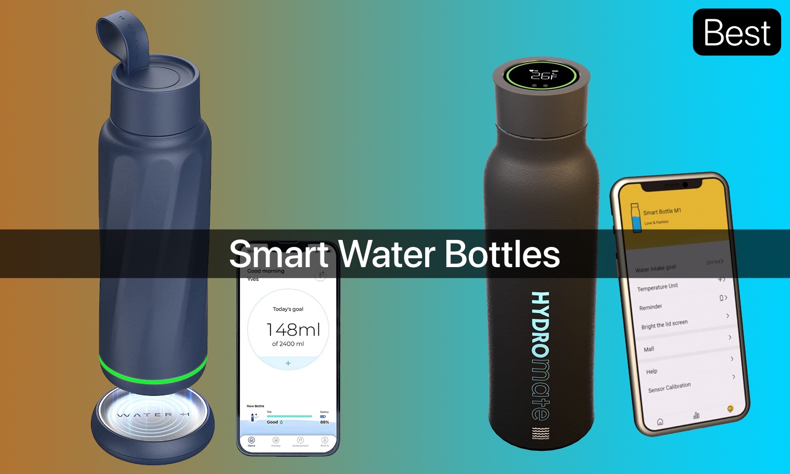 Smart Water Bottle with TDS Water Quality Sensor by WaterH