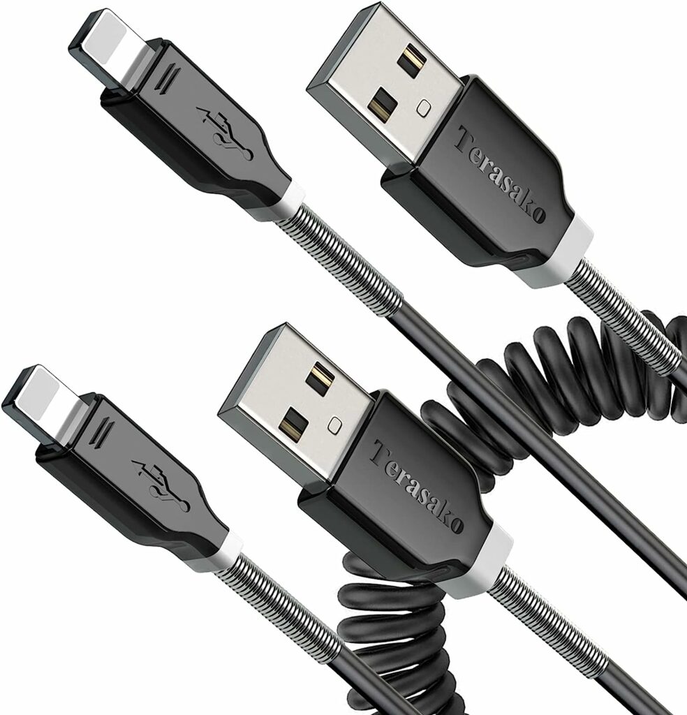 AICase Retractable USB Type C Cable, Coiled Type-C Cable for Car,Charging &  Sync Data