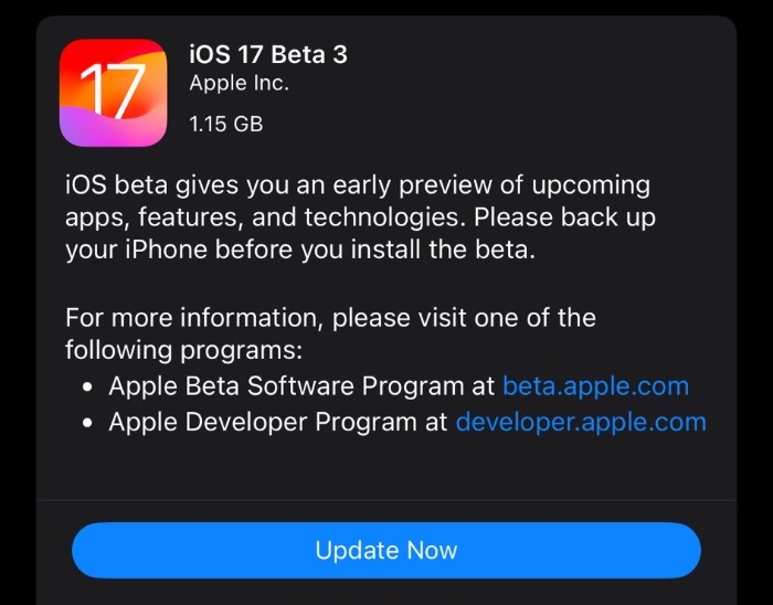 Details of the changes in iOS 17 dev beta 3