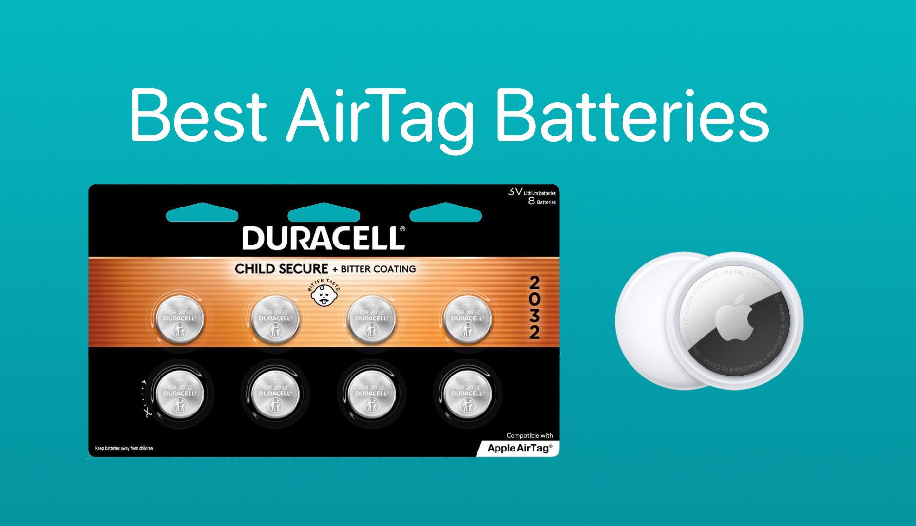 Apple Airtag Battery Duracell CR2032 Lithium coin cell battery 3V (2 pack)