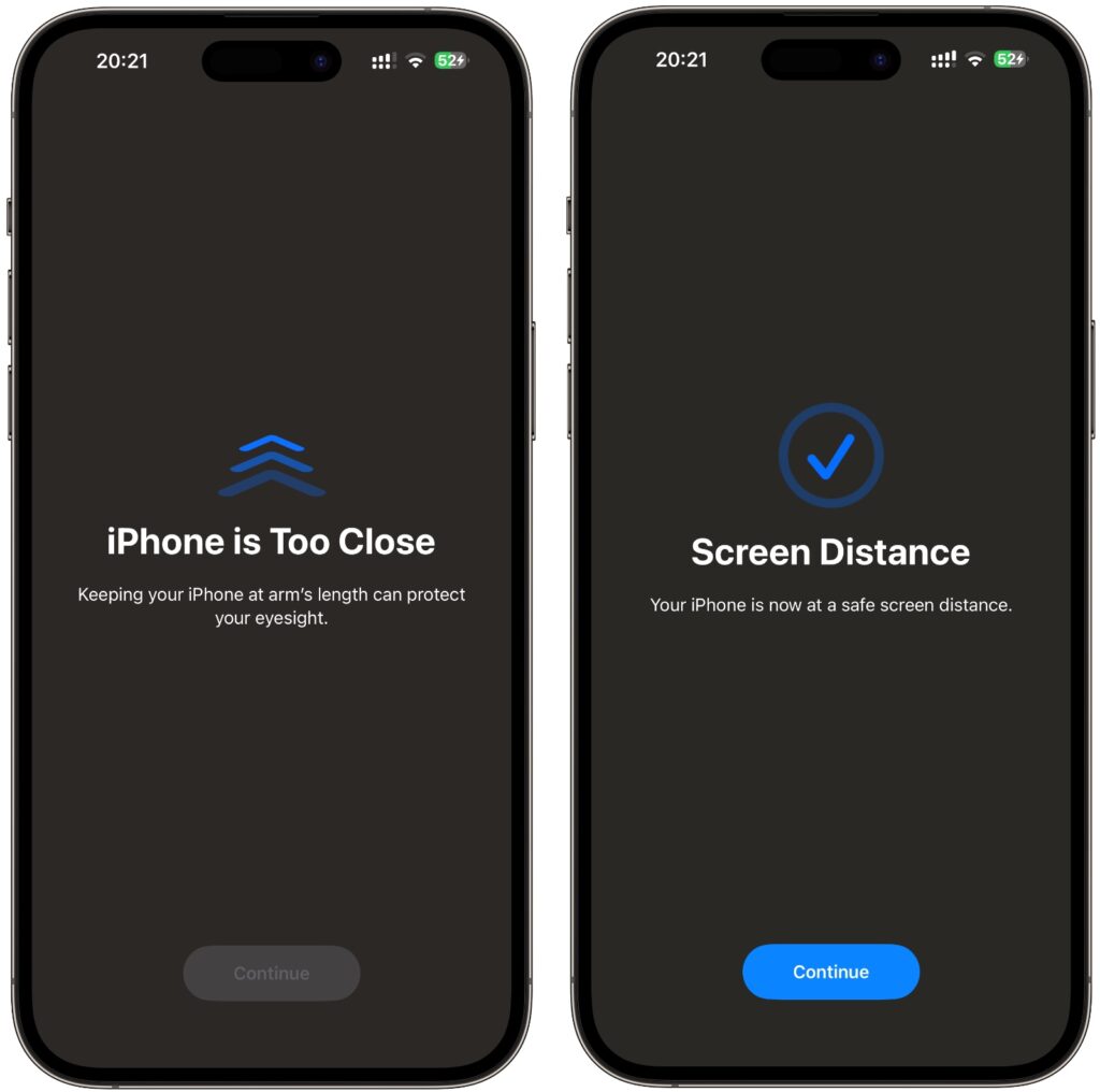 Screen distance