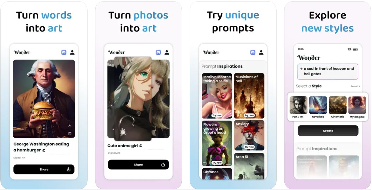 Wonder - AI Art Generator para iPhone - Download