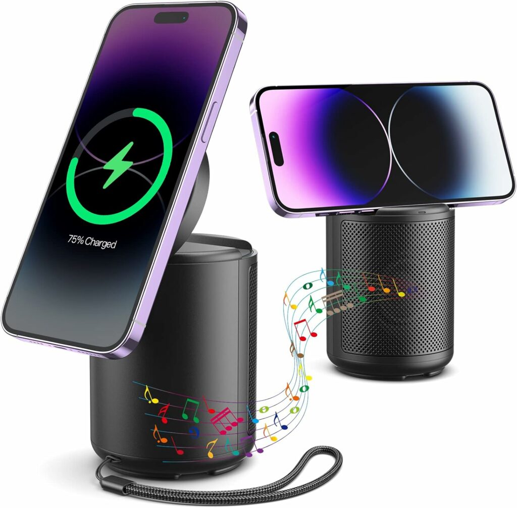 JSAUX Cell Phone Stand with Wireless Bluetooth Speaker