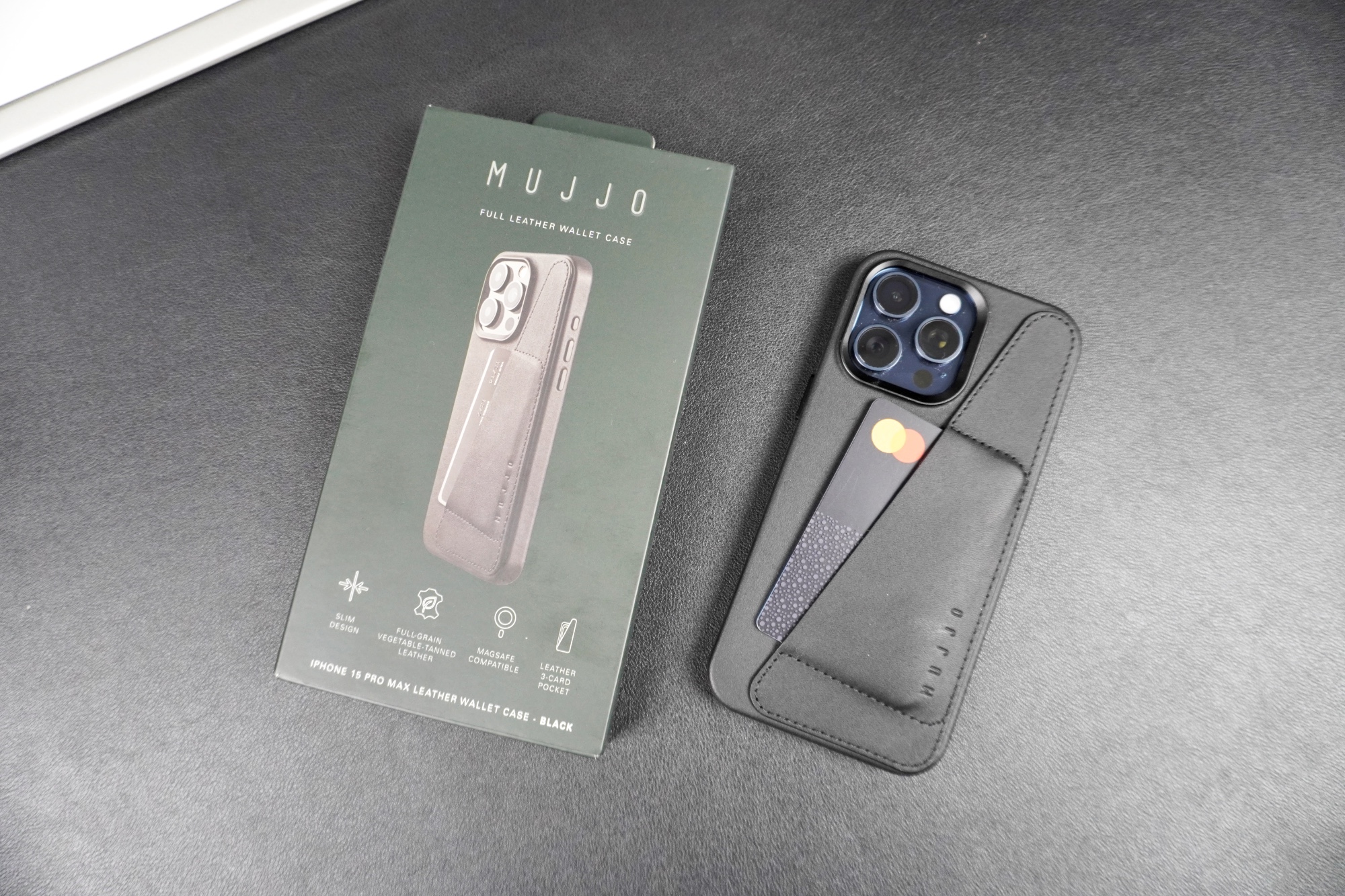 Mujjo Leather Case with MagSafe iPhone 15 Pro Max black