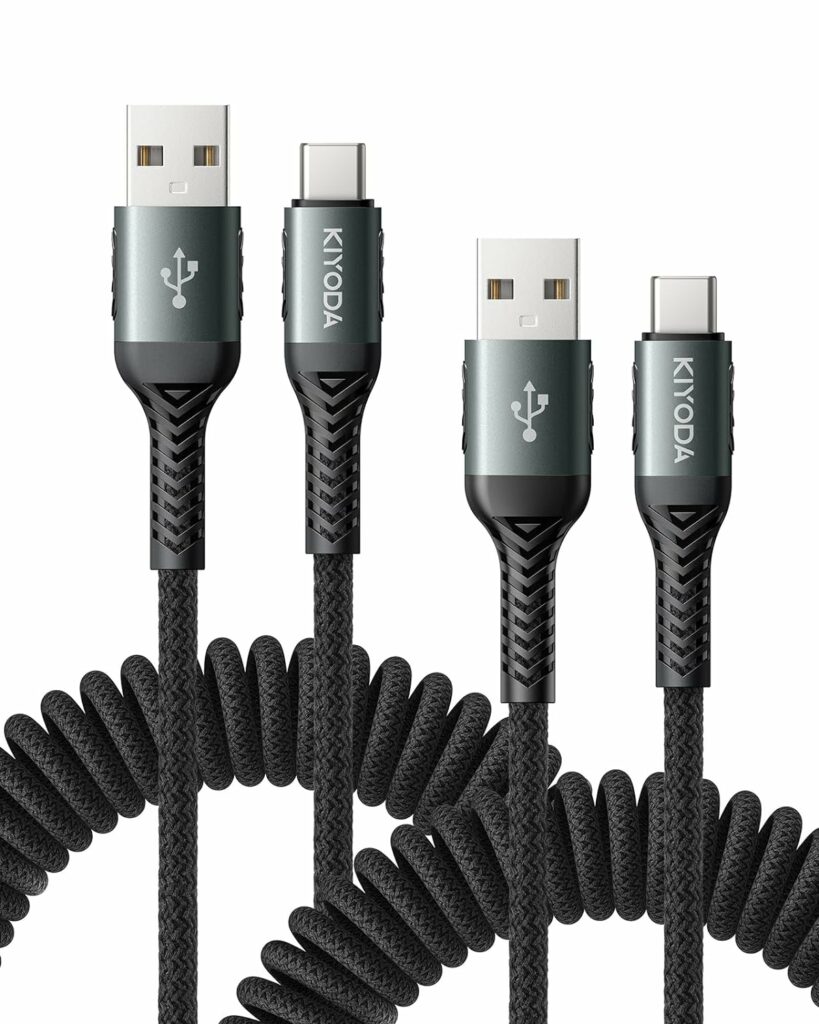 KIYODA Braided USB-C to USB-C Coiled Cable