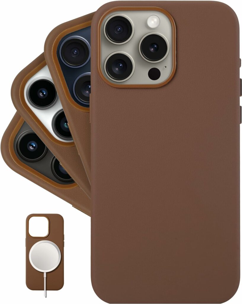 LONLI Classic European Nappa Leather Phone Case for iPhone 15 Pro Max