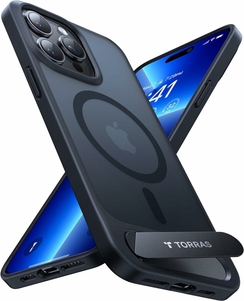 TORRAS Strong Magnetic & Seamless Stand Case for iPhone 15 Pro Max