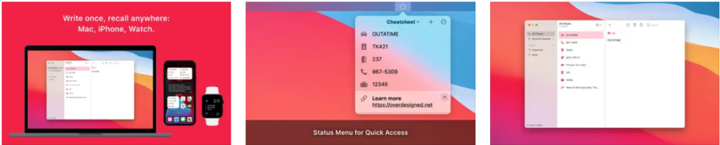 Cheatsheet Notes for Mac
