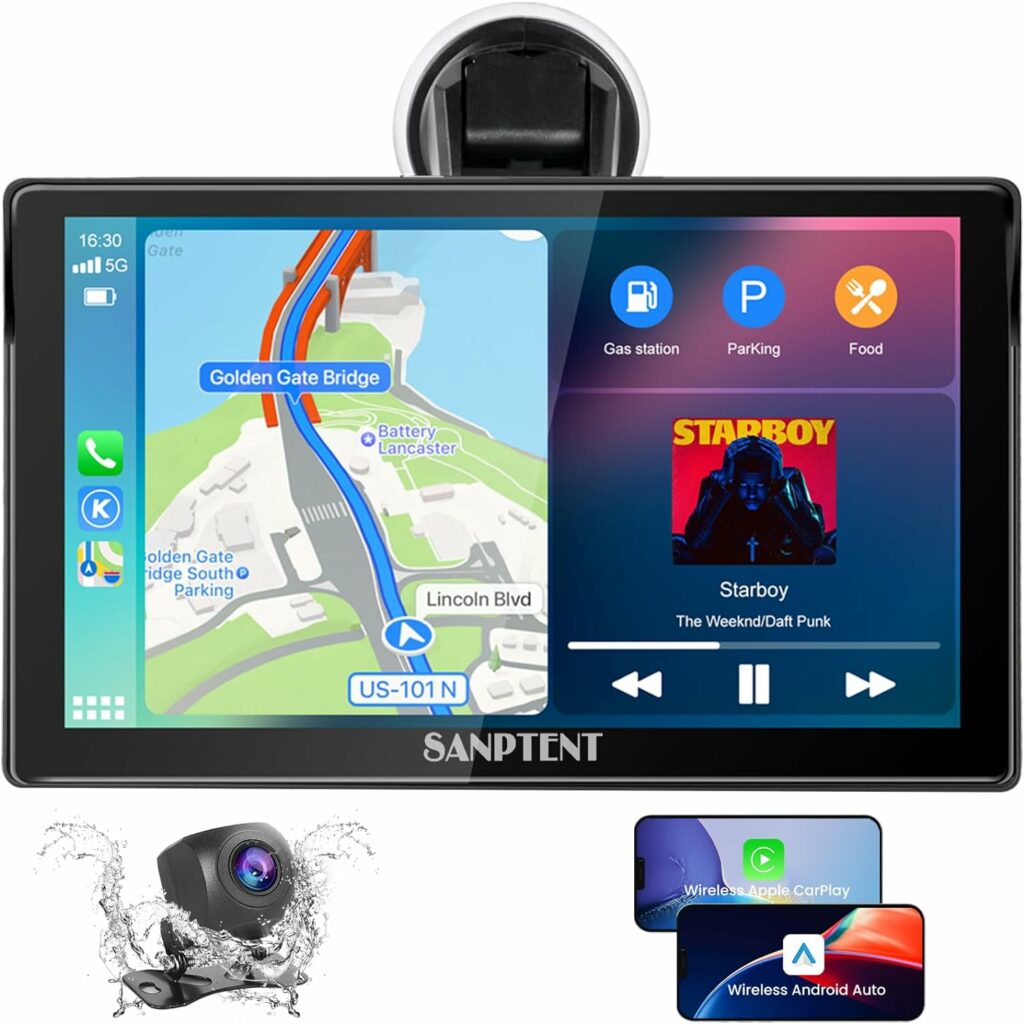 SANPTENT Portable Car Stereo Wireless Apple CarPlay