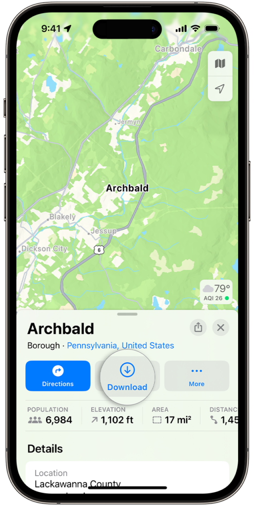 Save Apple Maps offline on iPhone
