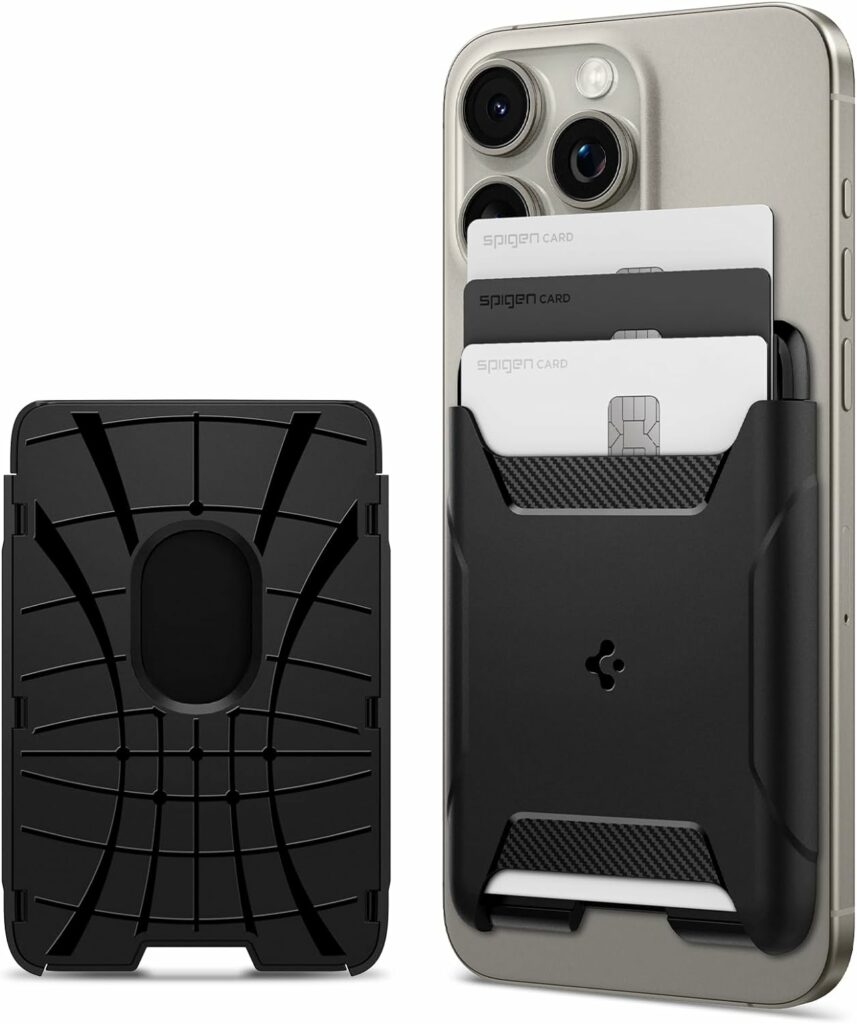Best Magsafe Wallet for iPhone 15 Pro Max: Spigen (MagFit Rugged Armor 2 Magnetic Wallet Card Holder