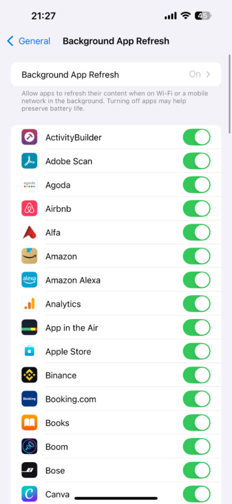 Background app refresh