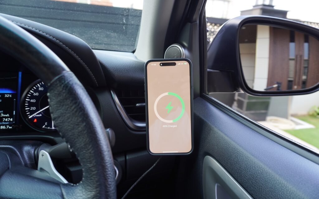 CASETiFY PowerThru Wireless Car Charger with iPhone