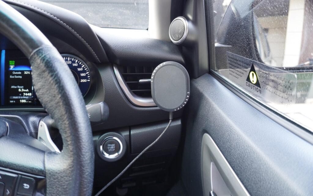 CASETiFY PowerThru Wireless Car Charger in car