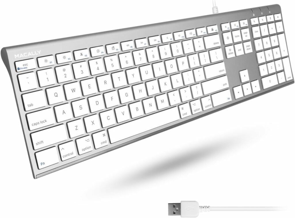 Macally Ultra Slim USB Wired Computer Keyboard