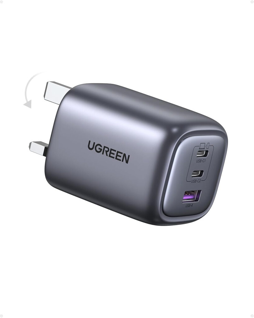 Ugreen USB C Charger, 65W Foldable Fast GaN Charger 3-Port USB C Plug
