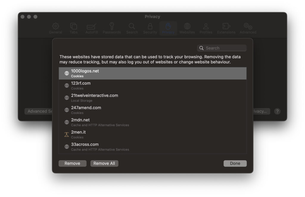 Safari cookies for Mac