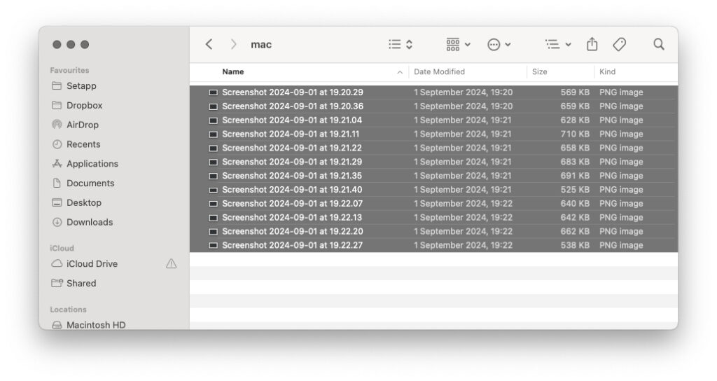 Selecting All Files in a Folder