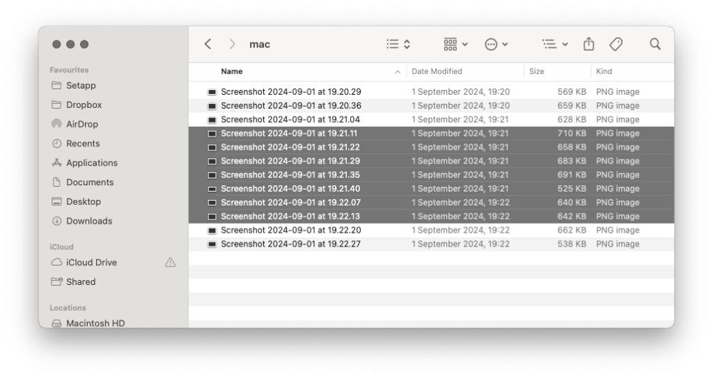 Selecting a Range of Files