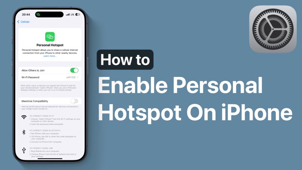 Enable Personal Hotspot on iPhone